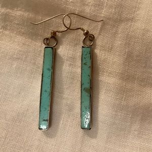 Turquoise Sterling Silver Modern Line Drop Earrings
